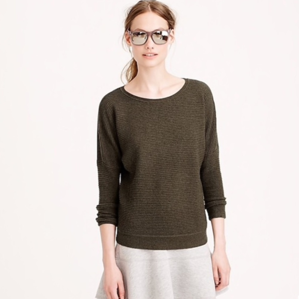 J. Crew army green rib-stitch dolman sweater